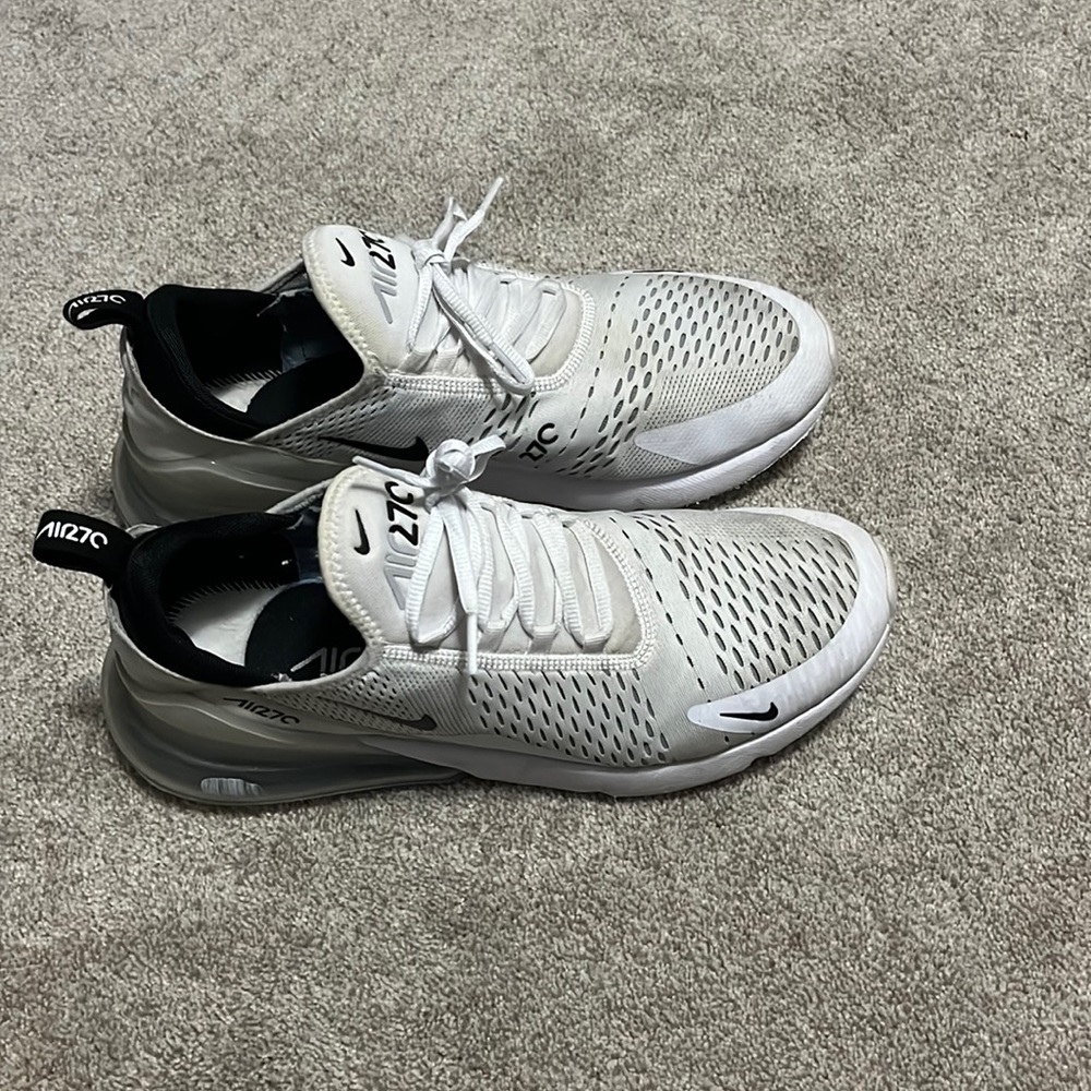 Nike Air Max 270 White and Gray Athletic Shoes